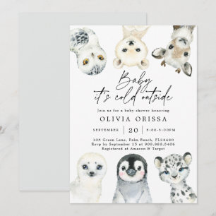 Baby shower voor Arctische dieren Kaart