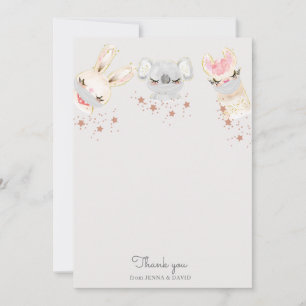 baby shower voor babydieren met gezichtsmasker bedankkaart