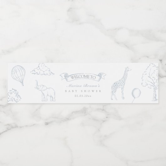 Baby shower voor ballonnentoilet waterfles etiket (Enkel label)