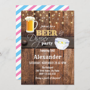 Baby shower voor bier en luier kaart