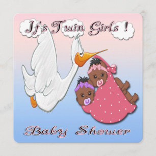 Baby shower voor Black Twin Girls Kaart