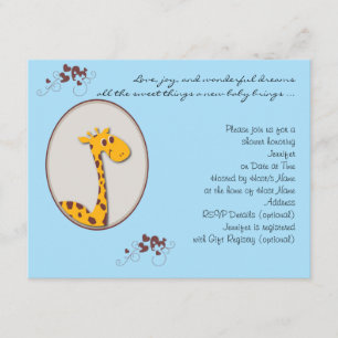 Baby shower voor blauwe en bruine Giraffe Kaart