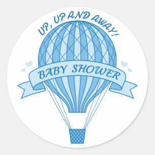 Baby shower voor blauwe luchtballon ronde sticker