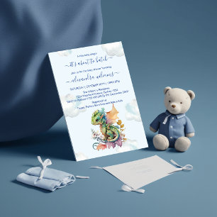 Baby shower voor Blauwgroen draak Kaart