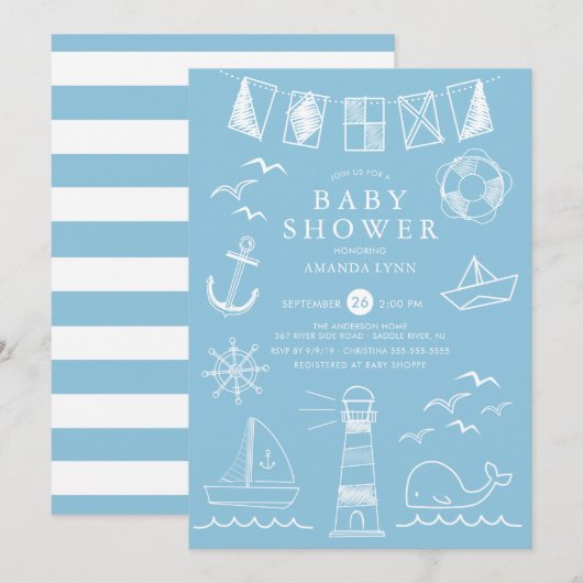 Baby shower voor bootbootjongen kaart (Voorkant / Achterkant)