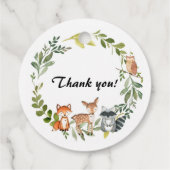 Baby shower voor bosdierentuin bedankjes labels (Achterkant)
