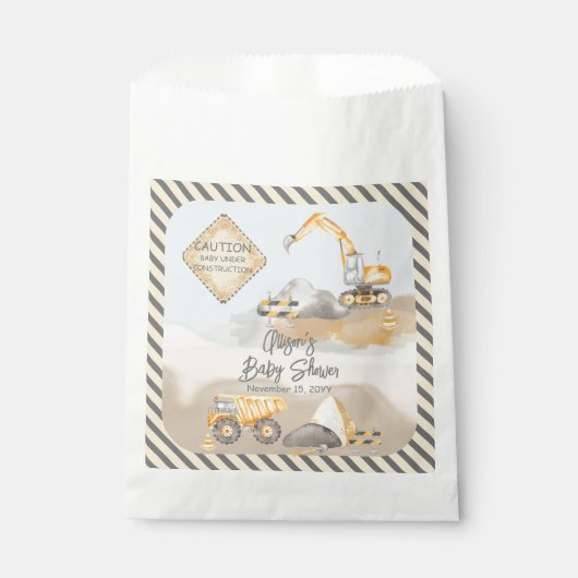 Baby shower voor bouwafval bedankzakje (Voorkant)