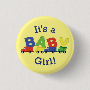 Baby shower voor bouwafval ronde button 3,2 cm