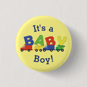 Baby shower voor bouwafval ronde button 3,2 cm