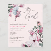 Baby shower voor budgetvogels en roze Floral Girl (Voorkant)