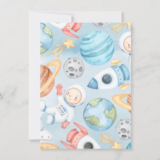 Baby shower voor buitenruimtetuig Dank u wel kaart (Achterkant)