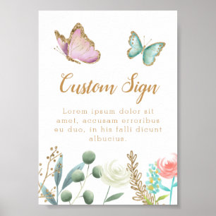 Baby shower voor Butterfly Garden - Aangepast teke Poster