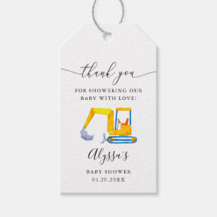 Baby shower voor de bouw cadeaulabel