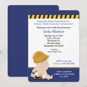 Baby shower voor de bouw van Baby Boy uitnodigen Kaart