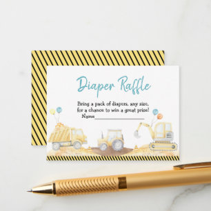 Baby shower voor de bouw van Truck Boy Diaper Informatiekaartje