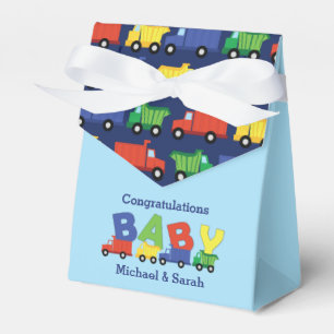 Baby shower voor de bouw van vrachtwagens bedankdoosjes