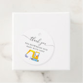 Baby shower voor de bouw van vrachtwagens bedankjes labels (In situ)