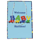 Baby shower voor de bouw van vrachtwagens medium cadeauzakje (Voorkant)