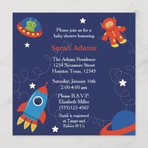 Baby shower voor de kosmische ruimte kaart