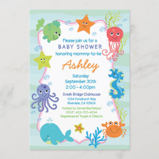 Baby shower voor de oceaan kaart