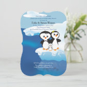 Baby shower voor echtparen van pinguïn kaart (Staand voorkant)