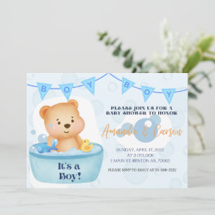 Baby shower voor een beer van een bubbelbad kaart