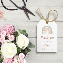 Baby shower voor groene en peach Boho-regenboog Cadeaulabel