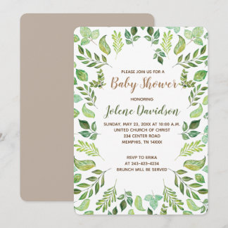 Baby shower voor groene Waterverf Kaart