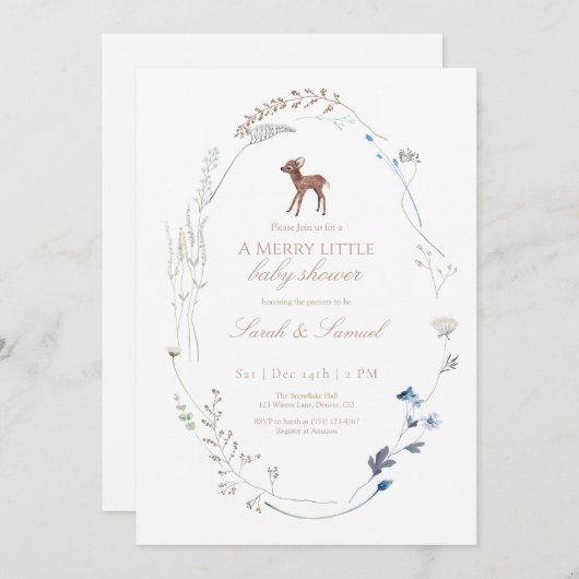 Baby shower voor herten in het bos bedankkaart (Voorkant / Achterkant)