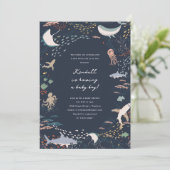 Baby shower voor het mariene leven kaart (Staand voorkant)