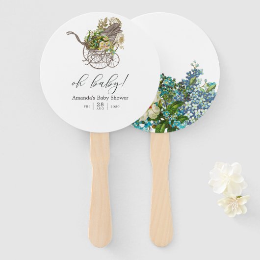 Baby shower voor het vervoer van Floral Baby Handwaaier (Voorkant en achterkant)