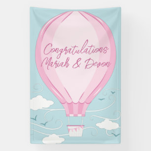 Baby shower voor hot-luchtballon Roze Spandoek