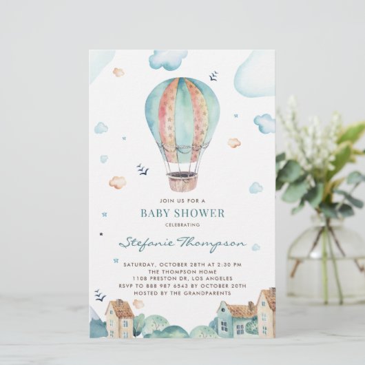Baby shower voor hot-luchtballonjongen (Staand voorkant)