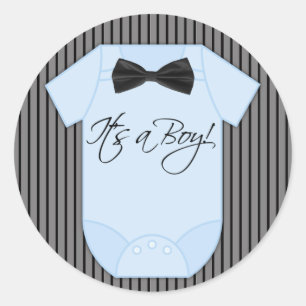 Baby Shower voor Kleine Man Jongen Ronde Sticker