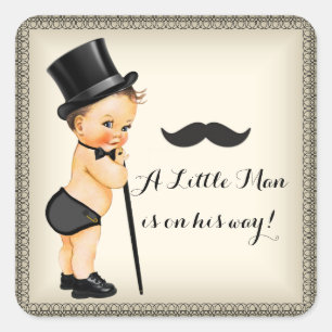 Baby Shower voor Kleine Man Jongen Vierkante Sticker