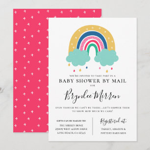 Baby shower voor kleurrijke regenboog per post kaart
