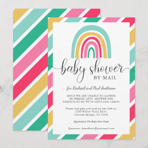 Baby shower voor kleurrijke regenboog per post kaart