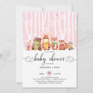 Baby shower voor koude niet-winterbossen kaart