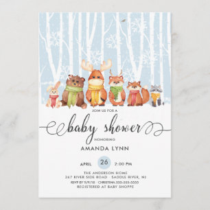 Baby shower voor koude niet-winterbossen kaart