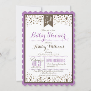 Baby shower voor lavender, White en Taupe Confetti Kaart