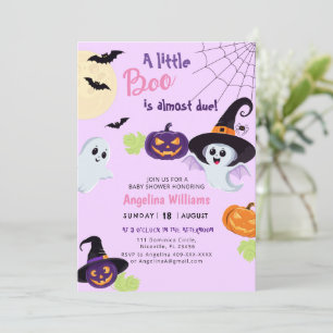 Baby shower voor Little Boo Halloween. Kaart