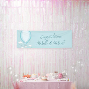 Baby shower voor luchtballonblauw spandoek