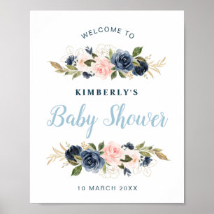 Baby shower voor marinescheepvaart en blozen poster
