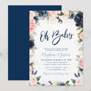 baby shower voor marineslappen en bloesse paren kaart