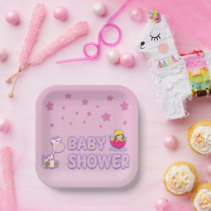 Baby shower voor Meisje Sterren Giraffe Teacup Papieren Bordje