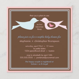 Baby shower voor paren voor vogelfamilies kaart