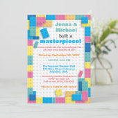 Baby shower voor pasteelbouwblokken kaart (Staand voorkant)