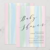 Baby shower voor pasteelregenboogstrepen kaart (Voorkant / Achterkant)