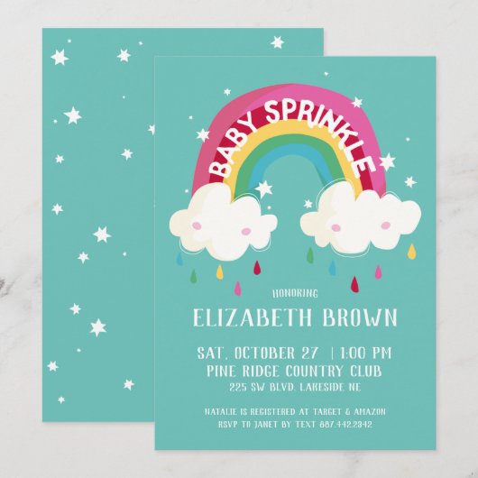 Baby shower voor regenboog kaart (Voorkant / Achterkant)