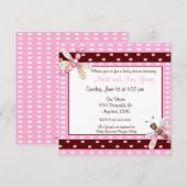 Baby shower voor roze bruine dot kaart (Voorkant / Achterkant)